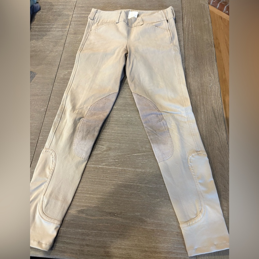 Beige Equestrian Knee Patch Riding Breeches